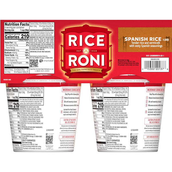 6 Pack - Rice-A-Roni Cups, Spanish Rice, 2.11 Oz 4 Count Each