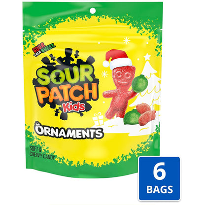 6 Pack - SOUR PATCH KIDS Ornaments Soft & Chewy Holiday Candy, Bulk Candy 10oz