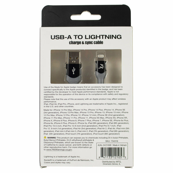 6 Pack - PowerXcel 4-Foot USB-A to Lightning Charge & Sync Cable Wholesale Bundle