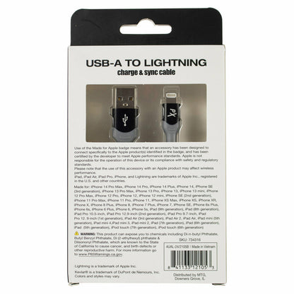 6 Pack - PowerXcel 4-Foot USB-A to Lightning Charge & Sync Cable Wholesale Bundle