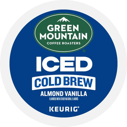 Green Mountain Coffee Roasters Almond Vanilla Cold Brew K-Cup Pods, 6 pack (10 pods each), crafted for Keurig machines.
