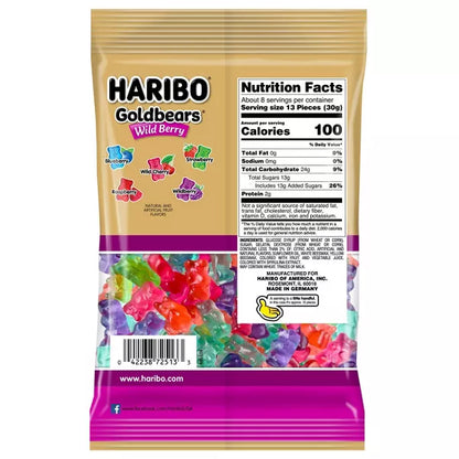 6 Pack - Haribo Wildberry Goldbears Gummy Candy 8oz Bags