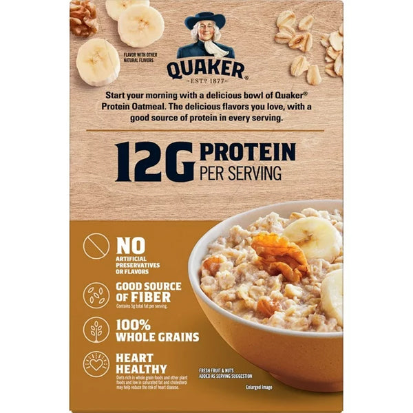 6 Pack - Quaker Protein Instant Oatmeal Banana Nut 12.9 oz