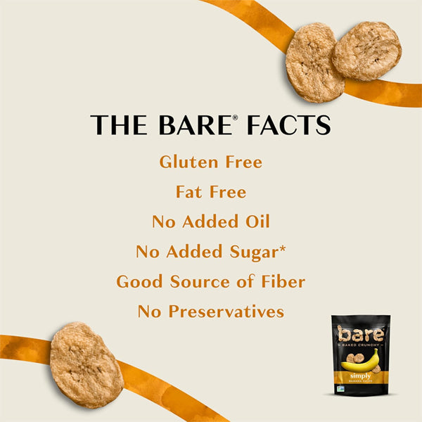6 Pack - Bare Baked Crunchy Banana Chips, Simply Banana 2.7oz