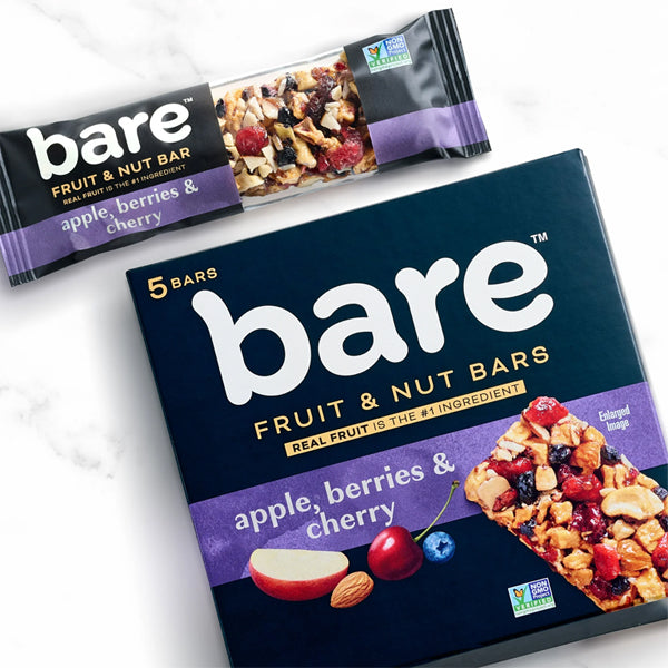 6 Pack - Bare Fruit & Nut Bars, Apple, Berries & Cherry 5 Count Each