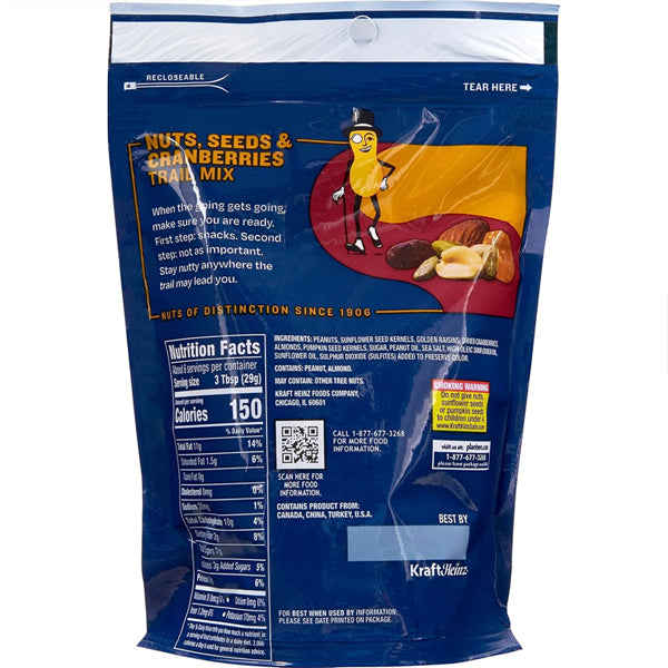 6 Pack - Planters Nuts Seeds & Cranberries Trail Mix 6oz Bags