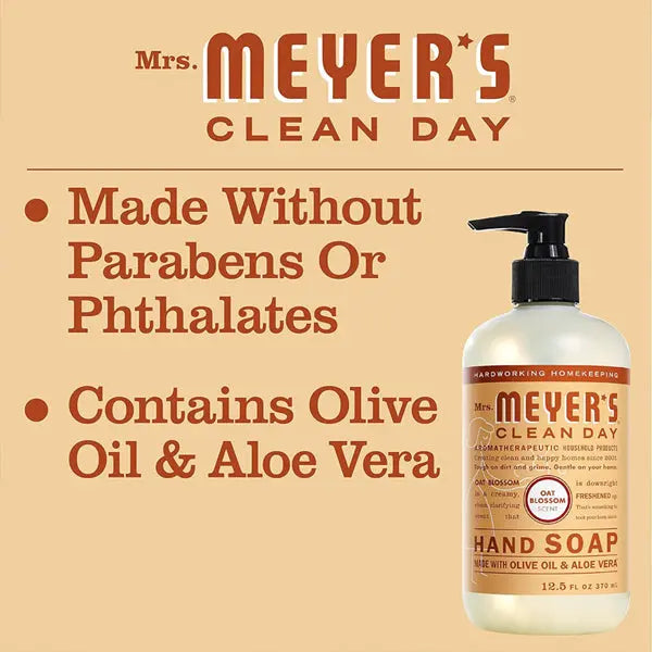 6 Pack - MRS. MEYER'S CLEAN DAY Hand Soap Oat Blossom Scent 12.5oz Mrs. Meyers