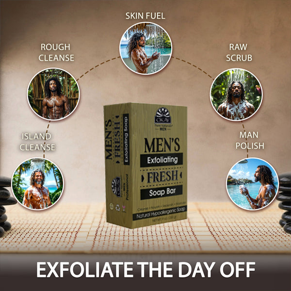 6 Pack - OKAY Pure Naturals Men's Exfoliating Fresh Soap Bar 9oz
