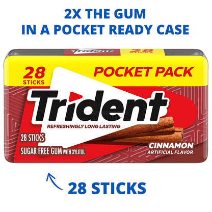 3 Pack - Trident Cinnamon Sugar Free Gum 6 Pocket Packs of 28 Pieces