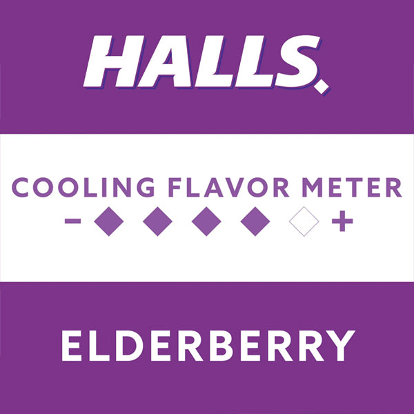 6 Pack - HALLS Cough and Throat Relief + Immune Support Elderberry Cough Drops 25 Count Each