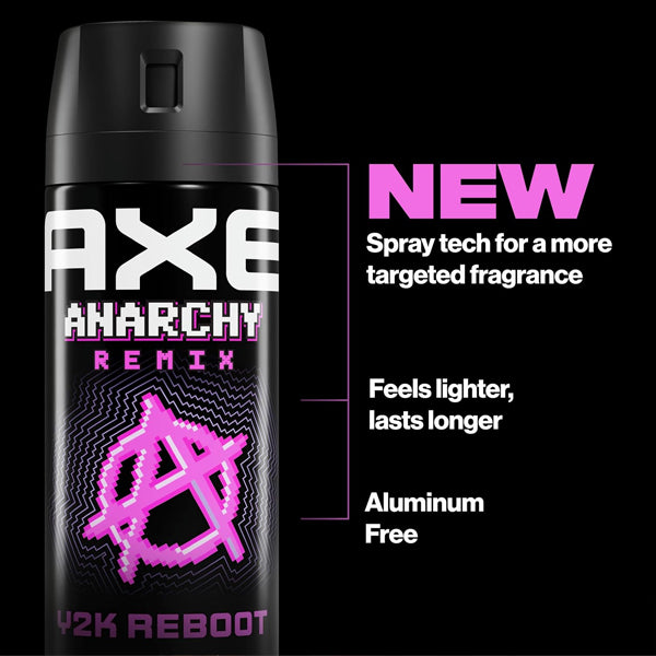 6 Pack - AXE Y2K Reboot Underarm Deodorant Body Spray Anarchy Remix 2.9oz AXE
