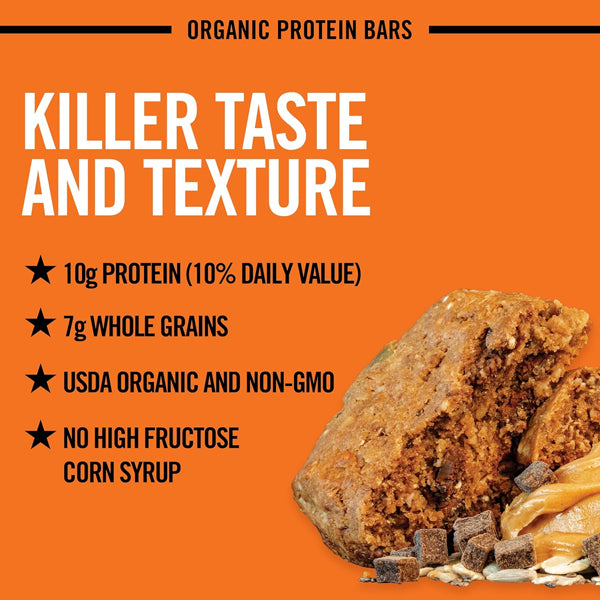 6 Pack - Dave's Killer Bread Amped-Up Peanut Butter Chocolate Chunk Organic Protein Bars 4 Count