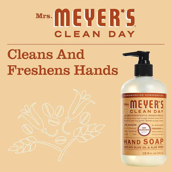 6 Pack - MRS. MEYER'S CLEAN DAY Hand Soap Oat Blossom Scent 12.5oz Mrs. Meyers