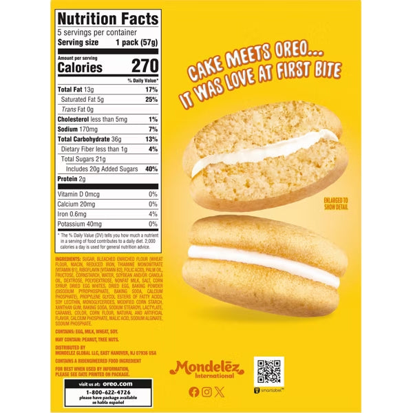6 Pack - Oreo Golden Cakesters Soft Snack Cakes 10 Snack Cakes Each