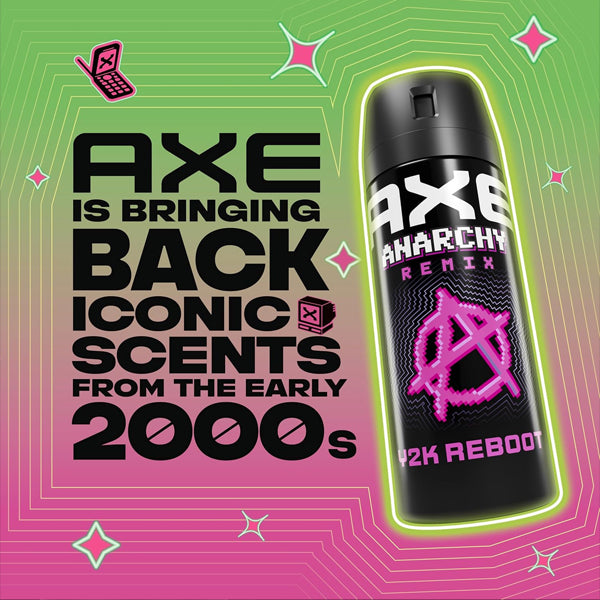 6 Pack - AXE Y2K Reboot Underarm Deodorant Body Spray Anarchy Remix 2.9oz AXE