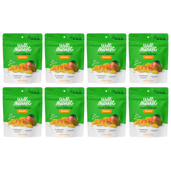 8 Pack - Well Market Unsweetened Freeze-Dried Mangoes 1oz Well Market