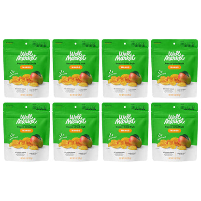 8 Pack - Well Market Unsweetened Freeze-Dried Mangoes 1oz Well Market