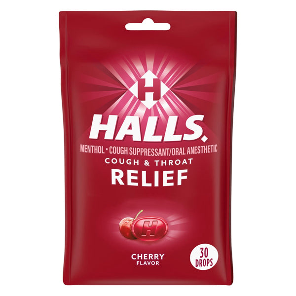 8 Pack - Halls Relief Menthol Cough Drops Cherry Flavor 30 Count Each