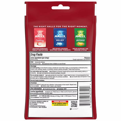 8 Pack - Halls Relief Menthol Cough Drops Cherry Flavor 30 Count Each