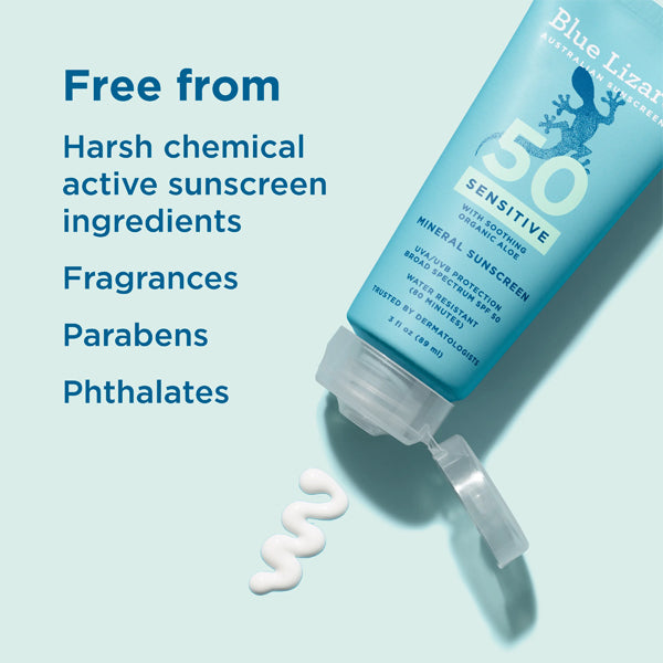 Blue Lizard Mineral Australian Sensitive Sunscreen SPF 50 5 + 3oz 2 Pack Blue Lizard