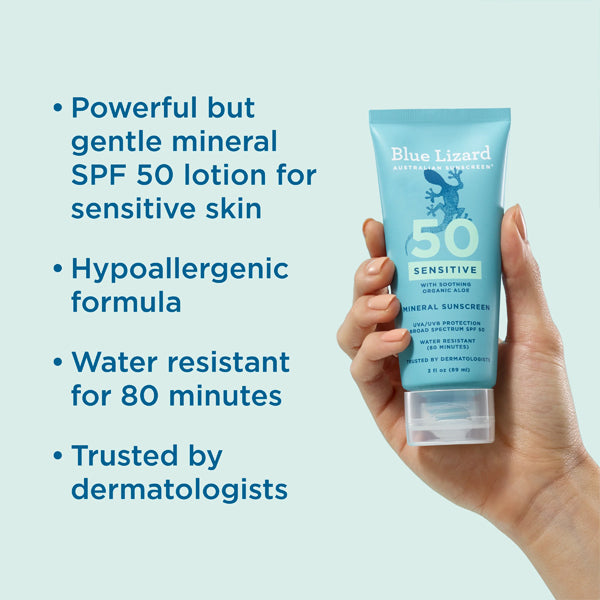 Blue Lizard Mineral Australian Sensitive Sunscreen SPF 50 5 + 3oz 2 Pack Blue Lizard