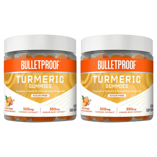 2 Pack - Bulletproof Sugar-Free Peach Ginger Turmeric Gummies 300mg 60 Count