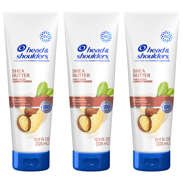 3 Pack - Head and Shoulders Shea Butter Dandruff Conditioner 10.9oz Lot of 3