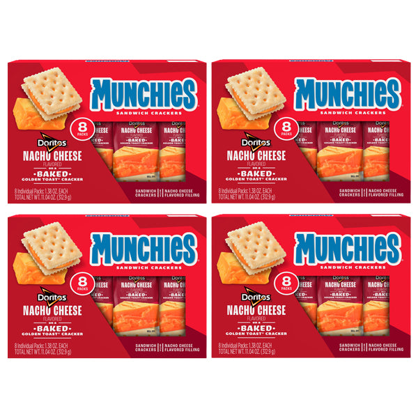 4 Pack - Munchies Doritos Nacho Cheese Sandwich Crackers 8 Count Each