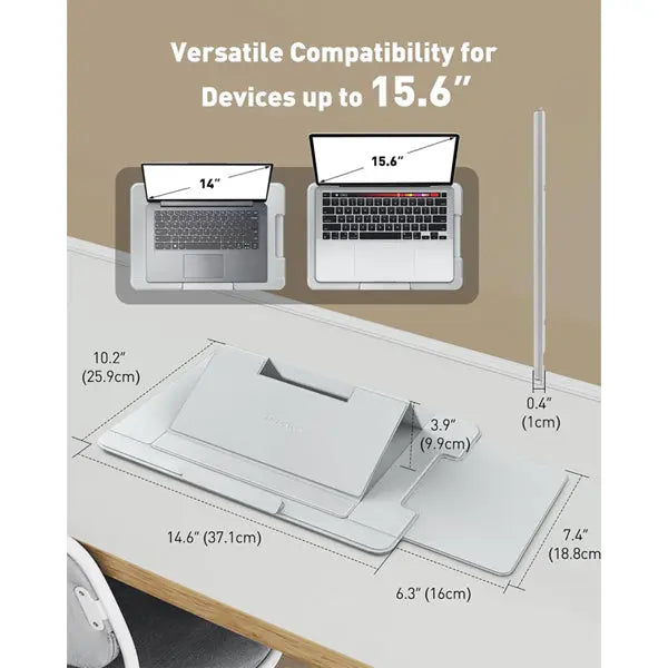 AboveTEK Adjustable Laptop Lap Desk 3 Ergonomic Angles PU Leather Light Gray AboveTEK