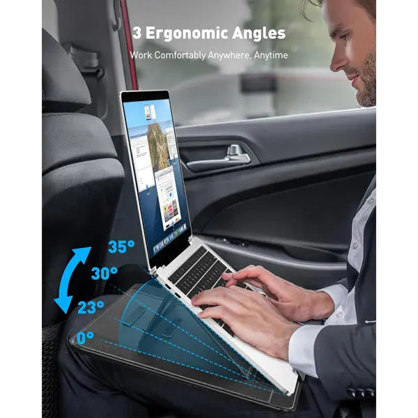 AboveTEK Adjustable Laptop Lap Desk 3 Ergonomic Angles PU Leather Black AboveTEK