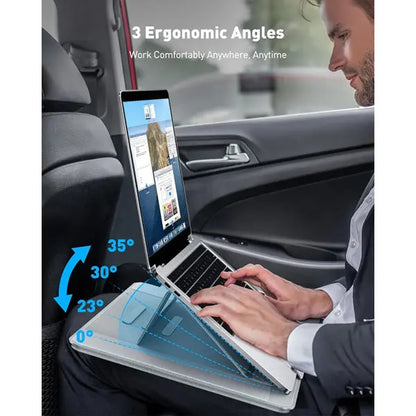 AboveTEK Adjustable Laptop Lap Desk 3 Ergonomic Angles PU Leather Light Gray AboveTEK