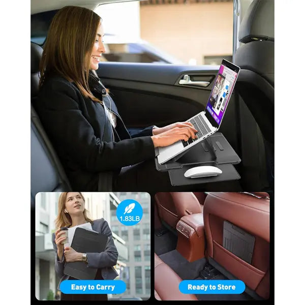 AboveTEK Adjustable Laptop Lap Desk 3 Ergonomic Angles PU Leather Black AboveTEK