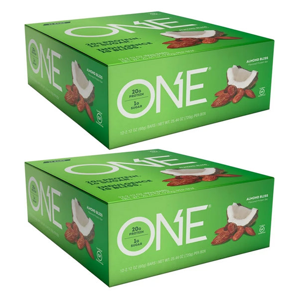 2 Pack - ONE Gluten Free Protein Bars Almond Bliss 2.12 oz 12 Count Each