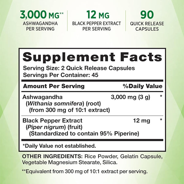 2 Pack - Nature's Truth Ashwagandha Capsules 3000mg Extra Strength 90 Count