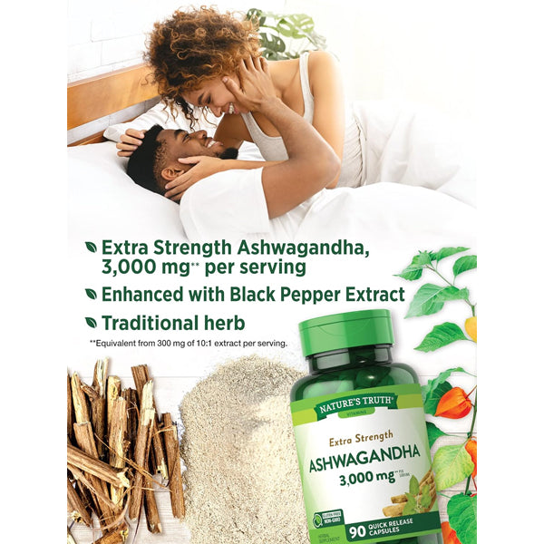 2 Pack - Nature's Truth Ashwagandha Capsules 3000mg Extra Strength 90 Count