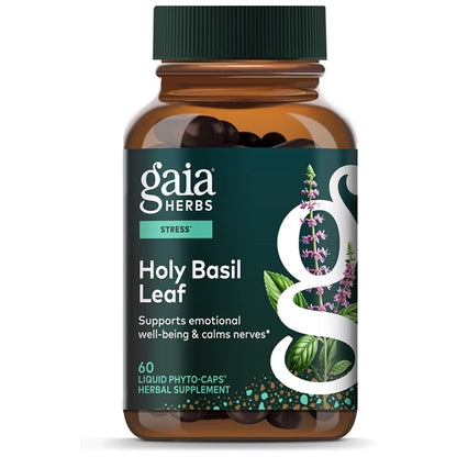 Gaia Herbs Holy Basil Leaf for Stress Support 60 Vegan Capsules Gaia Herbs