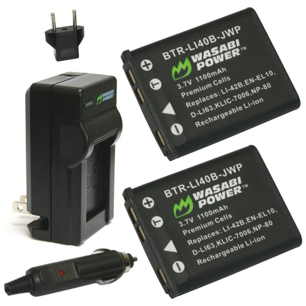 Wasabi Power Battery (2-Pack) and Charger for Fujifilm NP-45, NP-45A, NP-45B, NP-45S and Select Fuji FinePix Camera Models