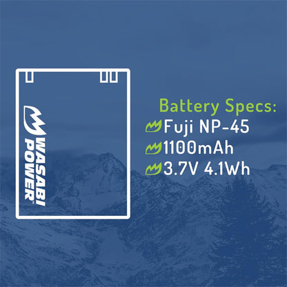 Wasabi Power Battery (2-Pack) and Charger for Fujifilm NP-45, NP-45A, NP-45B, NP-45S and Select Fuji FinePix Camera Models