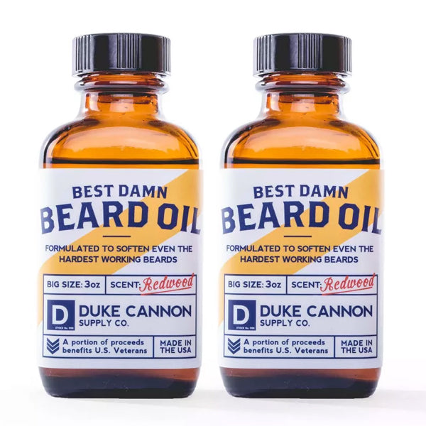 2 Pack - Duke Cannon Best Damn Redwood Beard Oil - 3oz