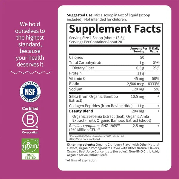 Garden of Life Grass Fed Collagen Beauty Strawberry Lemonade 20 Servings Garden of Life