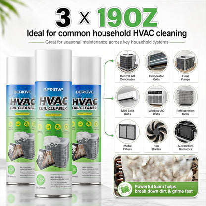 3 Pack - BERIOVE Foaming AC Coil Cleaner Professional High-Efficiency Formula 19oz BERIOVE