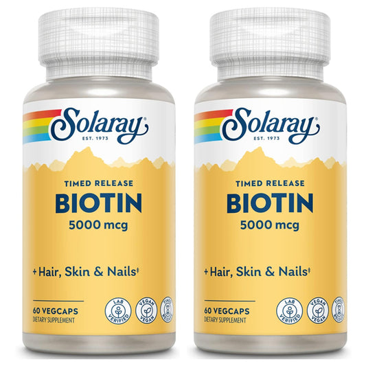 2 Pack - Solaray Timed-Release Biotin 5000 mcg 60 VegCaps