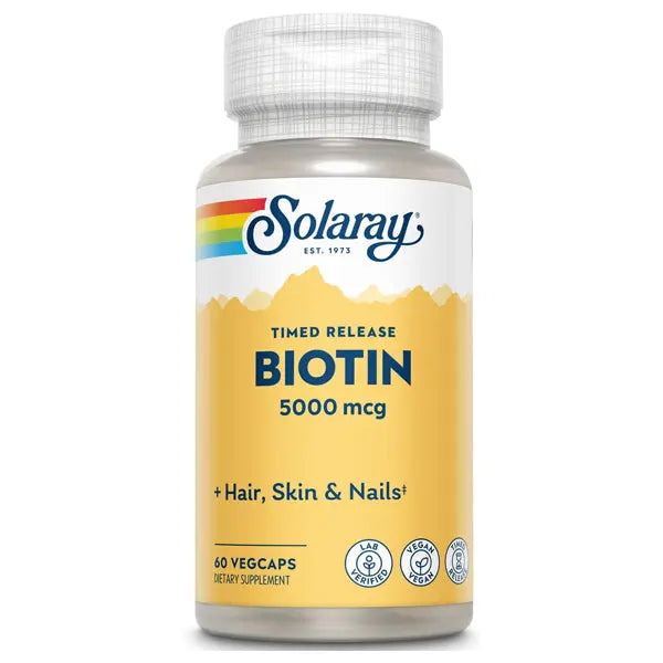 2 Pack - Solaray Timed-Release Biotin 5000 mcg 60 VegCaps Solaray