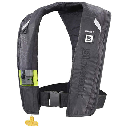 BLUESTORM Stratus 35 Self Inflating Life Jacket PFD for Adults US Coast Guard Approved Apex Black Bluestorm