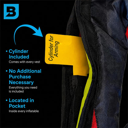 BLUESTORM Stratus 35 Self Inflating Life Jacket PFD for Adults US Coast Guard Approved Apex Black Bluestorm