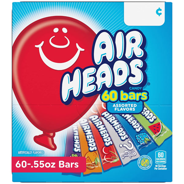 3 Boxes - Airheads Chewy Full Size Fruit Taffy Variety Bulk Box 60 Count Per Box
