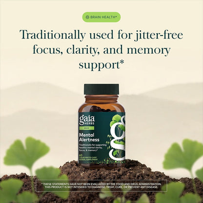 Gaia Herbs Mental Alertness Brain Support Supplement 60 Vegan Capsules Gaia Herbs