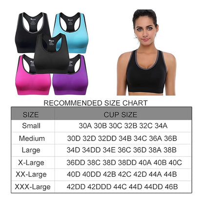 Baomosi Women's Seamless Racerback Sports Bra High Impact Support 5 Count XXL Size