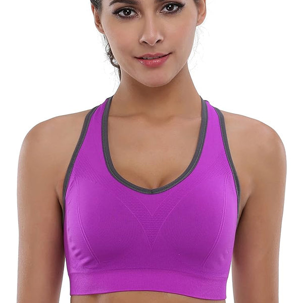 Baomosi Women's Seamless Racerback Sports Bra High Impact Support 5 Count XXL Size