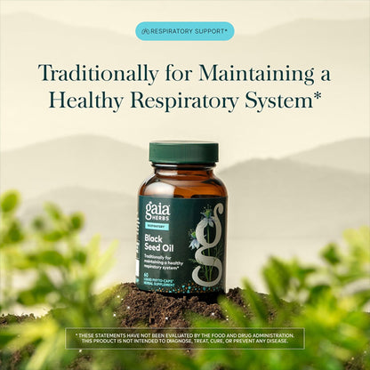 Gaia Herbs Black Seed Oil Lung Health Supplement 60 Vegan Capsules Gaia Herbs